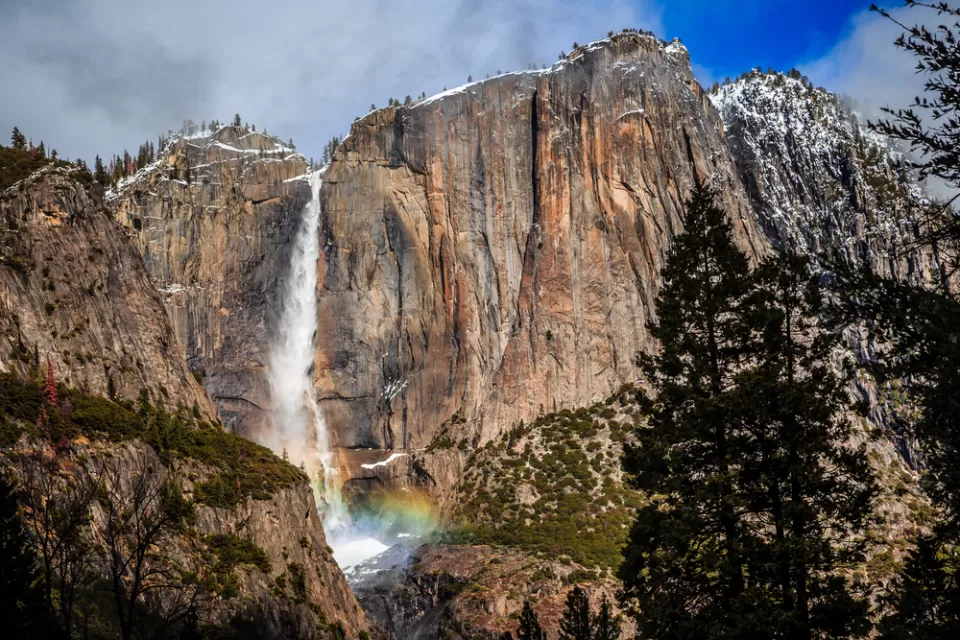 View of Yosemite Falls waterfall